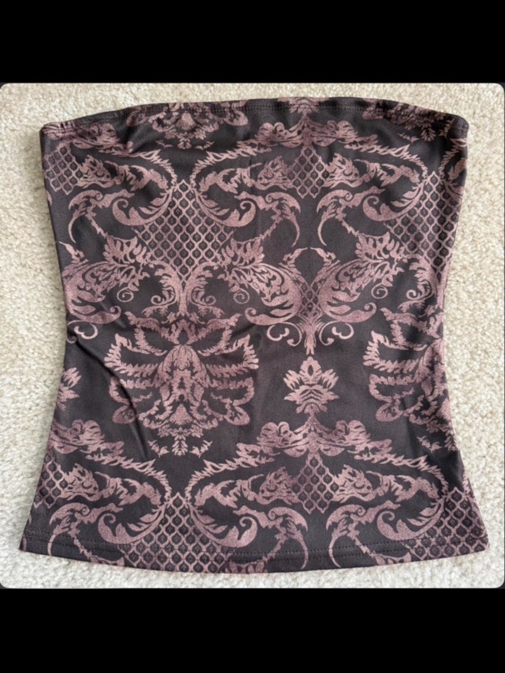 brown strapless print tube top